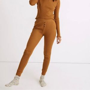 ❌ SOLD // Madewell Ribbed Knit Slim Pajama Pants in Antique Gold